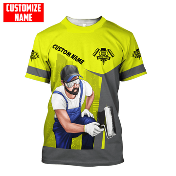 UniJames Personalized Name Painter Unisex Shirts Yellow Neon