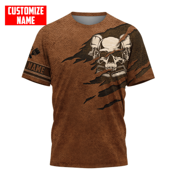 UniJames Personalized Name Painter Unisex Shirts Leather Texture Skull