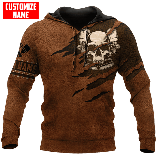 UniJames Personalized Name Painter Unisex Shirts Leather Texture Skull