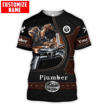 UniJames Personalized Name Plumber Unisex Shirt Leather Texture