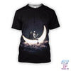 UniJames D all over print astronaut rowing a moon boat in space