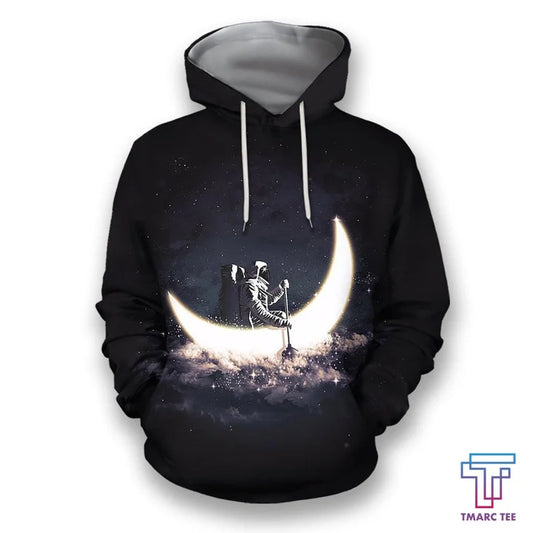 UniJames D all over print astronaut rowing a moon boat in space