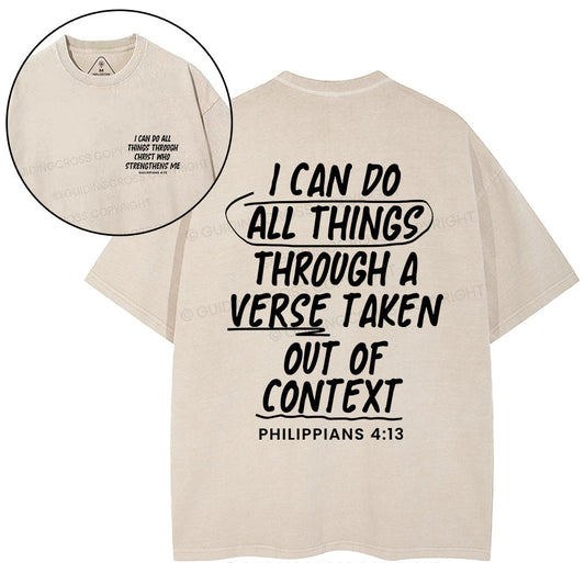 I Can Do All Things Through A Verse Christian Washed T-Shirt Sale - GuidingCross