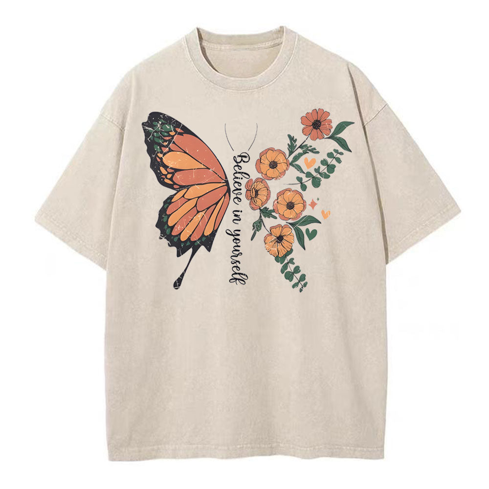 Believe In Yourself Christian Washed T-Shirt Sale - GuidingCross