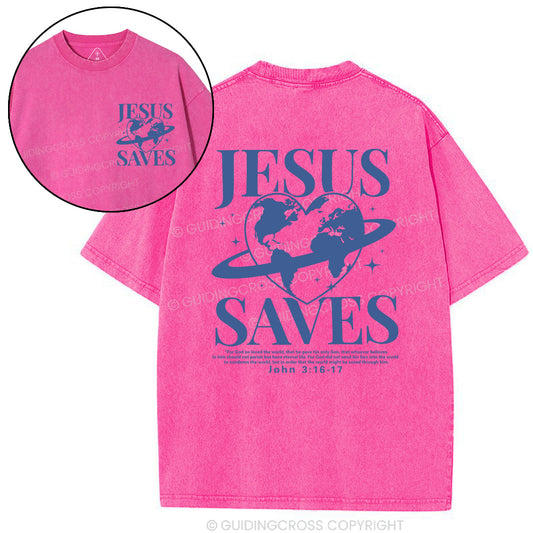 Jesus Saves Christian Washed T-Shirt Sale - GuidingCross