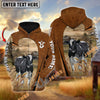 Uni Personalized Name, Farm Name Holstein Premium Brown Pattern Hoodie