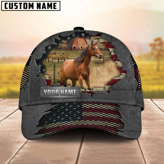 Uni Horse Customized Name US Flag Net Cap