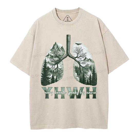 YHWH Nature Outdoors Christian Washed T-Shirt Sale - GuidingCross