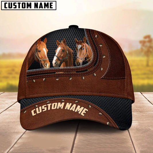 Uni Horse Happiness Zipper Pattern Customized Name Cap