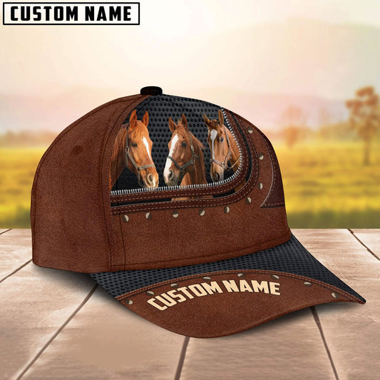 Uni Horse Happiness Zipper Pattern Customized Name Cap