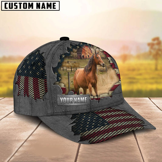 Uni Horse Customized Name US Flag Net Cap