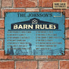 uni Farm Barn Rules Blue Rectangle Metal Sign Custom Name
