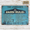 uni Farm Barn Rules Blue Rectangle Metal Sign Custom Name
