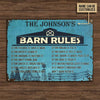 uni Farm Barn Rules Blue Rectangle Metal Sign Custom Name