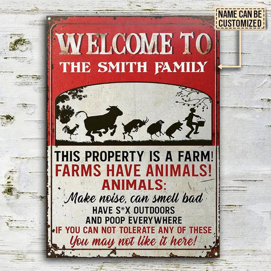 uni Farm This Property Is A Farm Rectangle Metal Sign Custom Name Nice Design