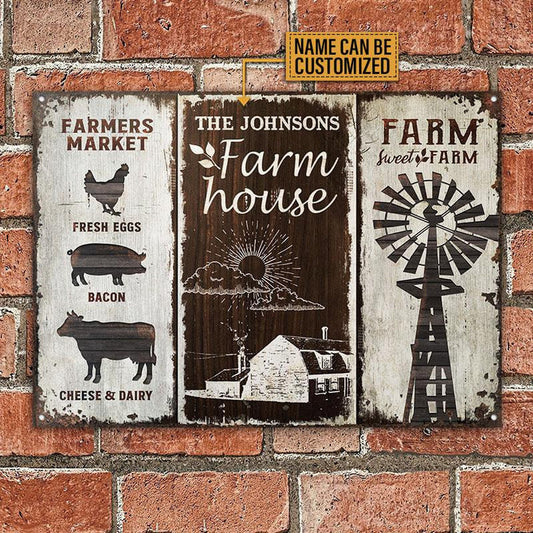 uni Farm Sweet Farm Market Rustic Rectangle Metal Sign Custom Name