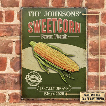 uni Realistic Corn Farm Fresh Organic Green Rectangle Metal Sign Custom Name