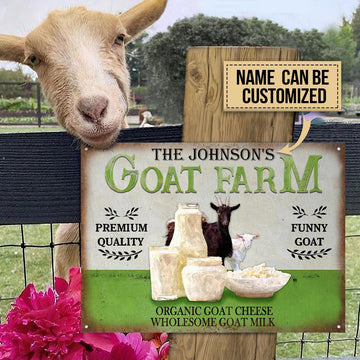 uni Pretty Goat Farm Wholesome Custom Name Rectangle Metal Sign