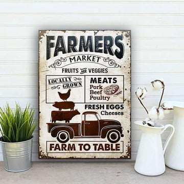 uni Truck Isolated Farm Farmers Market Farm To Table Rectangle Metal Sign