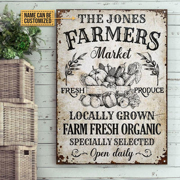 uni Custom Name Farm Farmers Market Fresh Organic Rectangle Metal Sign