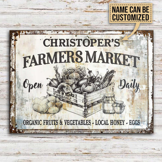 uni Farm Farmer Market Hand Drawn Rectangle Metal Sign Custom Name