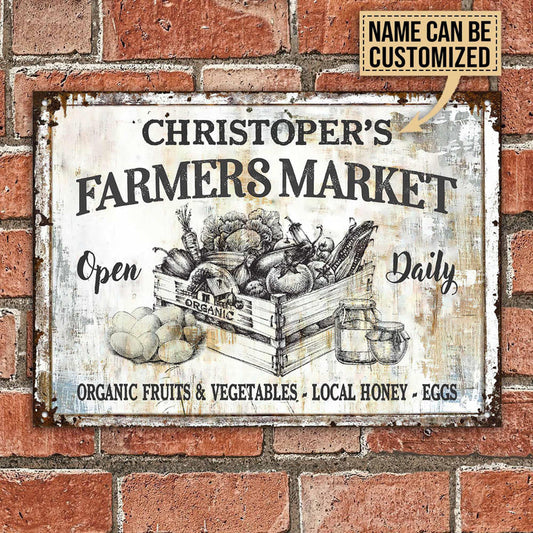 uni Farm Farmer Market Hand Drawn Rectangle Metal Sign Custom Name