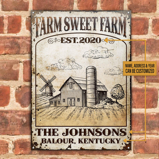 uni Farm Sweet Farm Rectangle Metal Sign Custom Text Cute Design