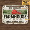 uni Red Farmhouse Farm Sweet Farm Custom Place And Name Rectangle Metal Sign