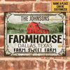 uni Red Farmhouse Farm Sweet Farm Custom Place And Name Rectangle Metal Sign