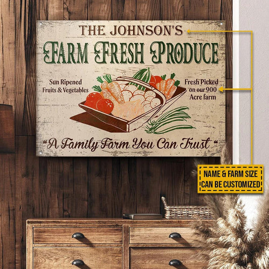 uni Hand Drawn Farm Fresh You Can Trust Rectangle Metal Sign Custom Name Farm Size