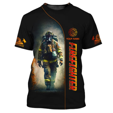 UniJames Firefighter Works On Fire 3D Full Print Shirt Fire Man Shirt Gift For Firefighters
