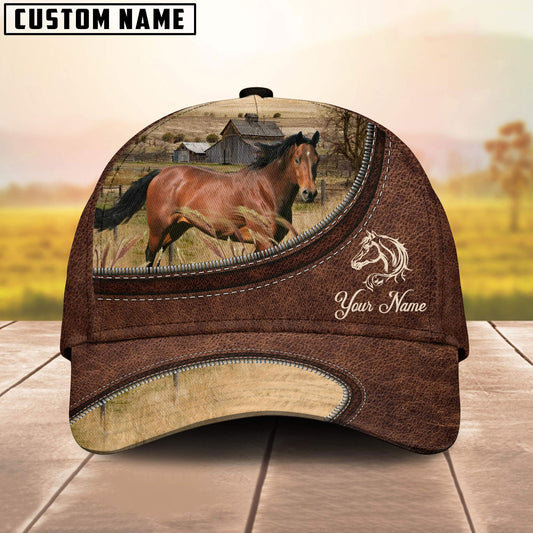 Uni Horse On The Farm Customized Name Leather Pattern Cap