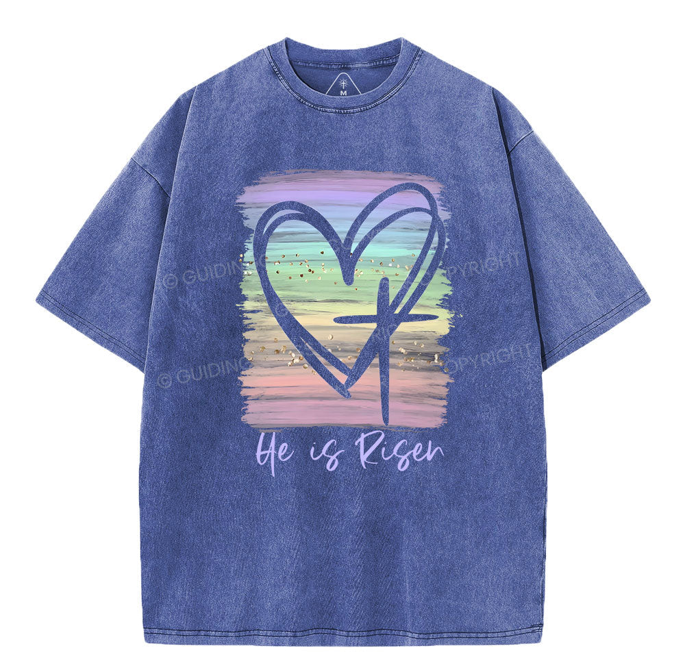 He Is Risen Vintage Washed Christian T-Shirt Sale - GuidingCross