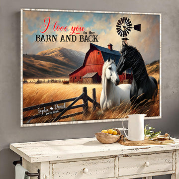 Uni Personalized Gifts For Couple Wall Art, Horse Couple I Love You To The Barn