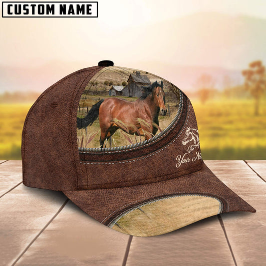 Uni Horse On The Farm Customized Name Leather Pattern Cap