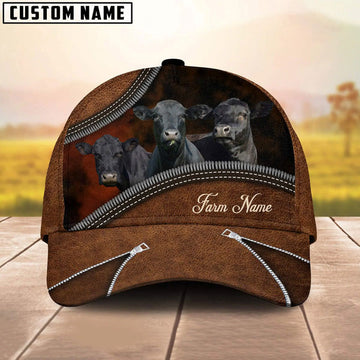 Uni Happiness Black Angus Customized Farm Name 3D Classic Cap