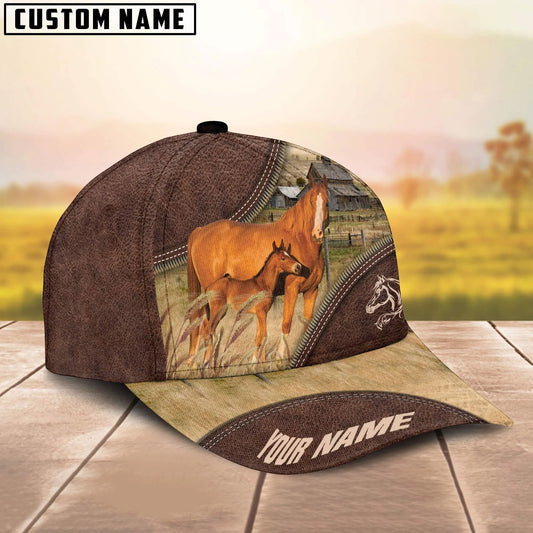 Uni Horse On The Farm Customized Name 3D Brown Cap