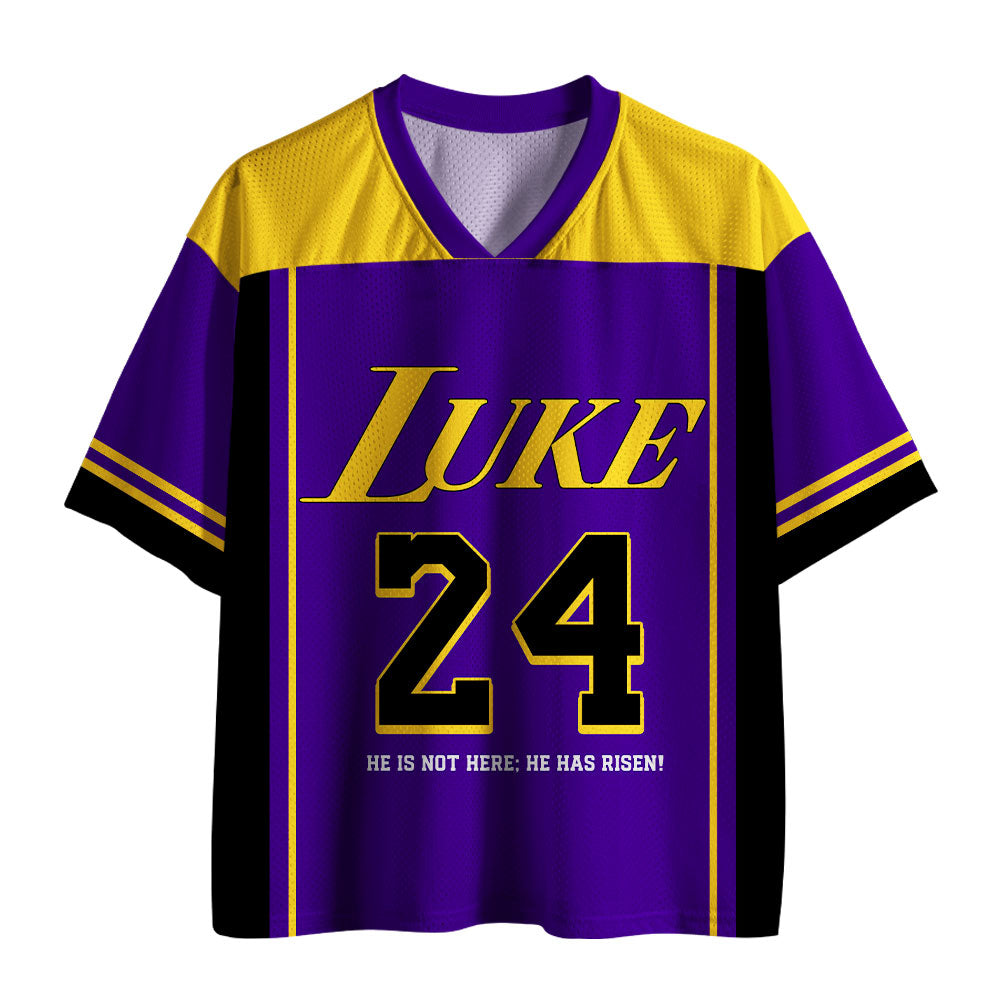 UniJames Luke 24 He Is Risen Purple Christian Mesh Jersey