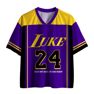UniJames Luke 24 He Is Risen Purple Christian Mesh Jersey