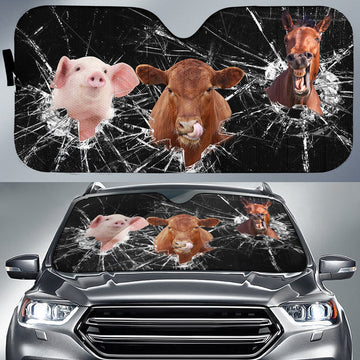 Uni Horse, Angus & Pig Broken Glasses 3D Sun Shade