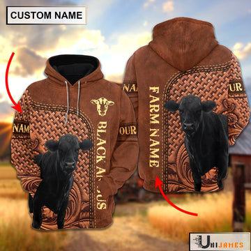 Uni Black Angus Cattle Farming Life Personalized Name & Farm Name Hoodie