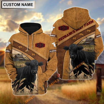 Uni Personalized Name Farm Black Angus Cattle Hoodie For Redbanks Beef Farm