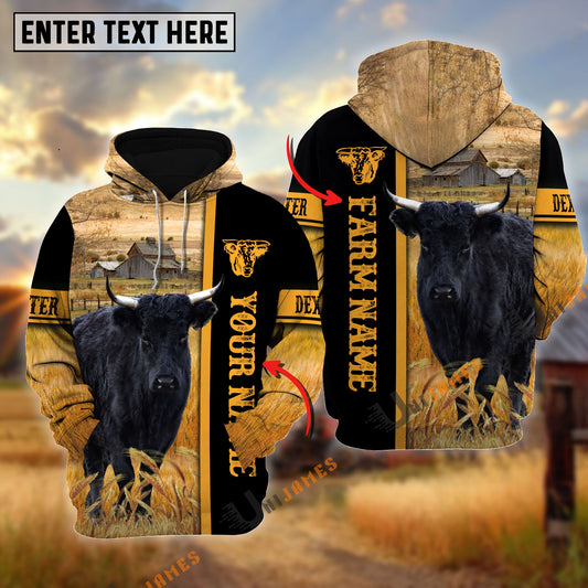 Uni Dexter Autumn Farming Personalized Name, Farm Name 3D Hoodie