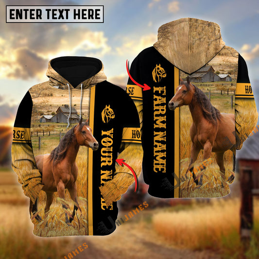 Uni Horse Autumn Farming Personalized Name, Farm Name 3D Hoodie