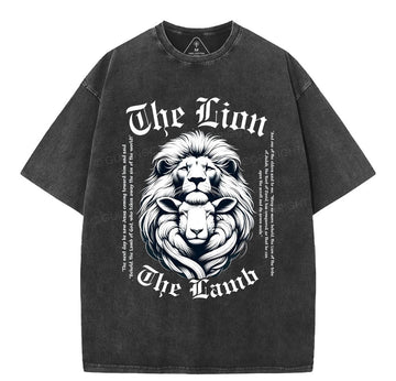 The Lion The Lamb Christian Washed T-Shirt Sale - GuidingCross