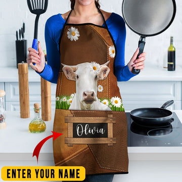Uni Personalized Name Charolais Cattle All Over Printed 3D Apron