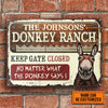 Personalized Farm Donkey Ranch Keep Gate Closed Custom Classic Metal Signs