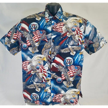 UniJames American Eagle Patriotic Button Shirt