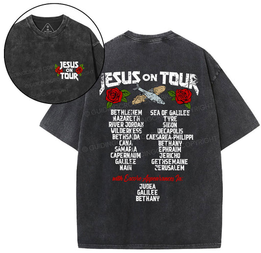 Jesus On Tour Christian Washed T-Shirt Sale - GuidingCross
