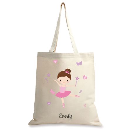 Brunette Ballerina Personalized Canvas Tote